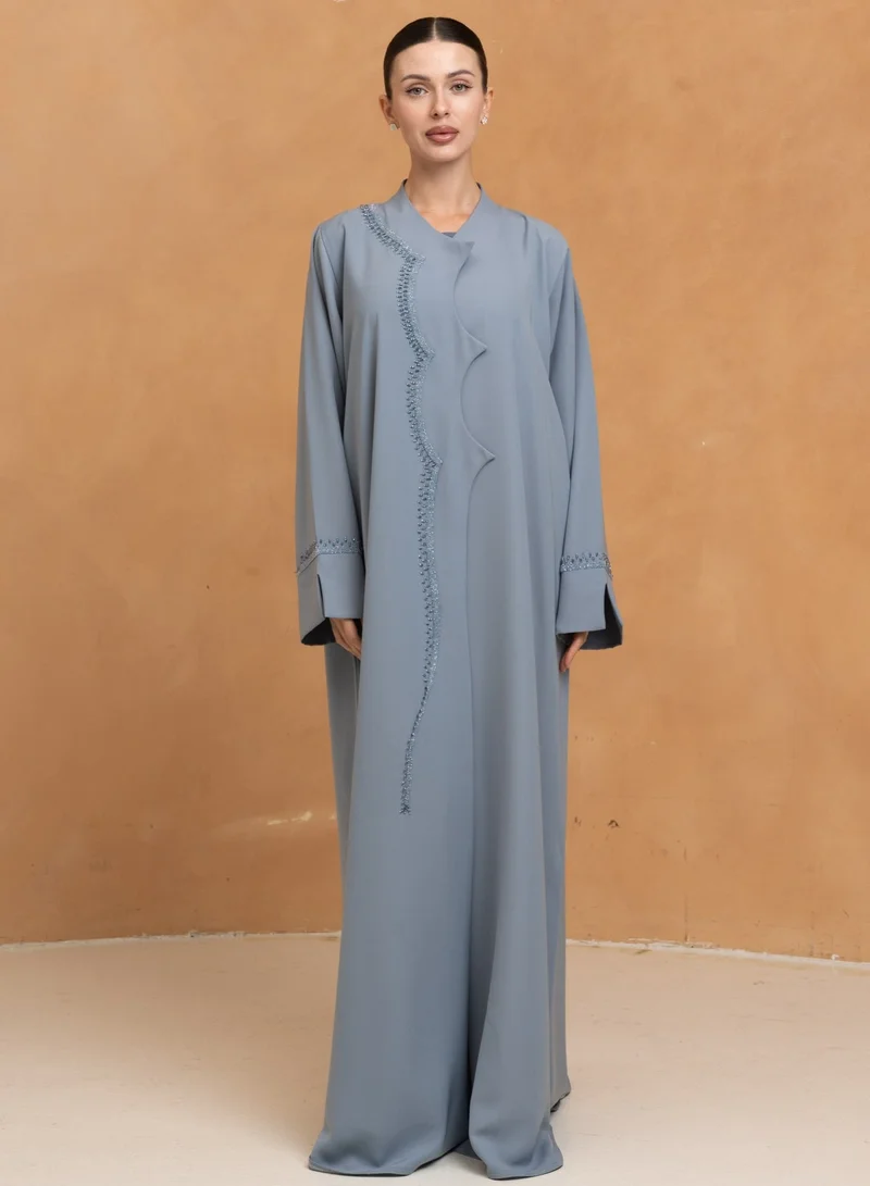 Meem by Mariyah Front open abaya with sheila
